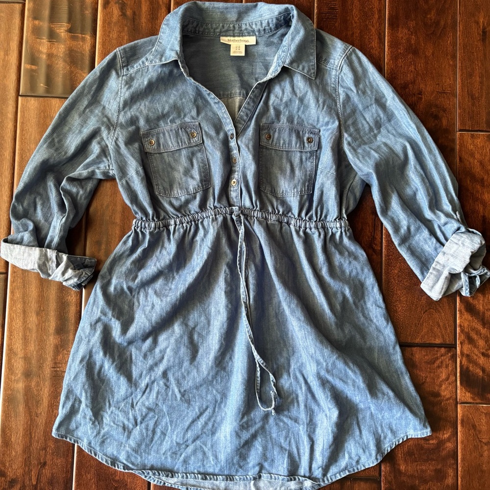 Maternity!! Denim, elastic waist tunic shirt!